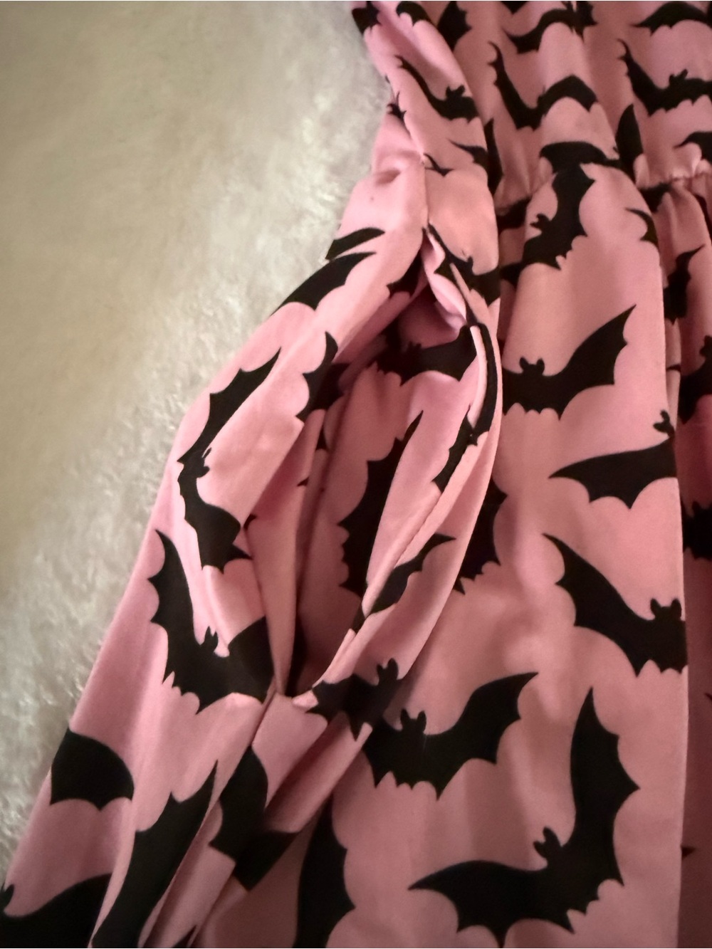 Boutique BAT Print Pink Dress Women’s XL Retro Gothic Halloween Goth Pastel - Picture 5 of 6